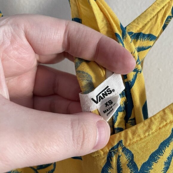 Vans Women XS Yellow Tropical Floral Criss Cross Back Maria Flutter Tank Dress - Picture 6 of 10